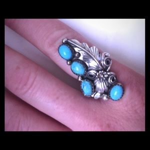 Native American turquoise feather ring